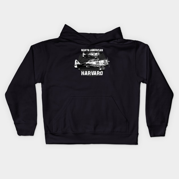 North American Harvard old training aircraft Kids Hoodie by aeroloversclothing